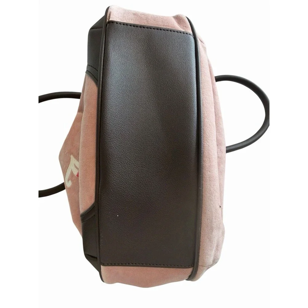 Juicy Couture Retro Vibe Satchel Bag Dusty Blush Pink Chocolate Velour Y2K NWTK